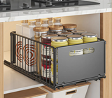 GlideStore Pull-Out Cabinet Organisers – Sliding Metal Kitchen Storage Drawers | Space-Saving Pantry & Spice Rack Set