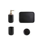 Nordelle Ceramic Bathroom Accessory Set – 4-Piece Scandinavian Vanity Collection | Minimalist Soap & Toothbrush Organiser