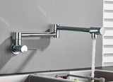 AurumFlex Wall Kitchen Tap – Brushed Gold Swivel Faucet | Premium Space-Saving Cold Water Mixer