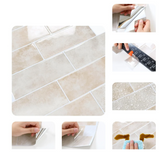 Travéline Stone Subway Panels – Peel & Stick Beige Backsplash Tiles | Waterproof 3D Kitchen & Bathroom Wall Décor