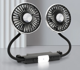 RoadBreeze Duo Twin-Head Car Fan – 3-Speed Adjustable Air Circulator | USB-C Powered | Integrated LED Lighting