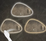 ArctiGlow Sculpt LED Vanity Mirror – Irregular Scandinavian Bathroom Mirror with Ambient Lighting & Aluminium Frame