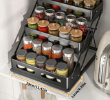 ElevaRack Foldable Spice Organiser – 3-Tier Metal Kitchen Storage Shelf | Matte Black Countertop Rack