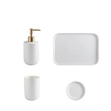 Nordelle Ceramic Bathroom Accessory Set – 4-Piece Scandinavian Vanity Collection | Minimalist Soap & Toothbrush Organiser