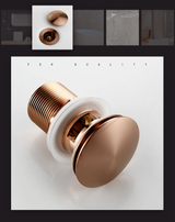 AuroraDrain Pop-Up Waste – Rose Gold Bathroom Sink Drain | Solid Brass Basin Stopper