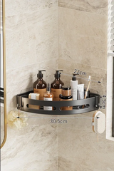 NoirVault Adhesive Shower Shelf Set – Drill-Free Bathroom Storage Organiser | Waterproof Wall Caddy System