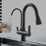 PureFlow Pro Kitchen Mixer Tap – Black Pull-Out Faucet with Filtered Water System | 360° Swivel Sink Mixer