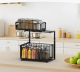 VersaSlide 2-Tier Cabinet Organiser – Adjustable Pull-Out Storage Rack | Under-Sink & Spice Drawer Solution