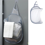 Eloria FlexiStore Foldable Hanging Laundry Basket – Breathable Cotton Mesh Clothes Organiser | Space-Saving Door & Wall-Mounted Laundry Storage Bag