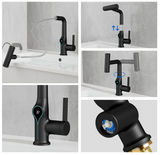 AquaLuxe SmartCascade Basin Mixer – Digital Waterfall Bathroom Faucet | Adjustable LED Temperature Sink Tap