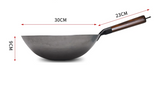 EmberCraft Carbon Iron Wok – Hand-Forged Stir-Fry Pan with Wooden Handle | Traditional Asian Cookware