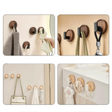 Noiréa Walnut Wall Hook – Drill-Free Wooden Coat & Key Hook | Modern Minimalist Home Organiser