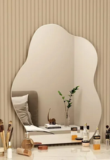ElaraGlow Organic LED Vanity Mirror – Scandinavian Irregular Wall Mirror with Ambient Lighting for Bathroom & Living Spaces