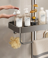 AeroMount Shower Storage Shelf – Drill-Free Aluminium Bathroom Organiser | Double Layer Caddy with Towel Rail