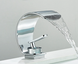 CascadeLine Waterfall Basin Mixer – Luxury Brass Bathroom Faucet | Modern Single Lever Sink Tap