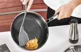 HexaForge Hybrid Frying Pan – Stainless Steel Skillet with Honeycomb Surface & Glass Lid | Induction Ready Cookware