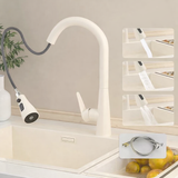 IvoryFlow Pull-Down Kitchen Mixer Tap – Cream Stainless Steel Faucet | 360° Swivel Hot & Cold Sink Sprayer