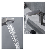 ShadowStream LuxeFall Basin Mixer – Gun Grey Waterfall Bathroom Faucet | Luxury Solid Brass Vanity Tap