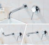 Auricelle Wall Basin Mixer Tap – Brushed Gold Concealed Bathroom Faucet | 360° Swivel Spout & Modern Brass Design
