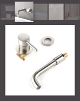 Velmor Wall Basin Mixer – Brushed Stainless Bathroom Faucet | Solid Brass Dual-Hole Sink Tap