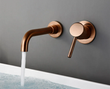 RoséVita Wall Basin Mixer – Rose Gold Brass Bathroom Faucet | Luxury Concealed Dual Handle Tap