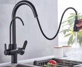 PureFlow Pro Kitchen Mixer Tap – Black Pull-Out Faucet with Filtered Water System | 360° Swivel Sink Mixer