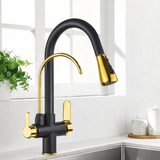 PureFlow Pro Kitchen Mixer Tap – Black Pull-Out Faucet with Filtered Water System | 360° Swivel Sink Mixer