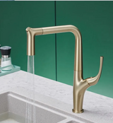ÉlanSpray Pull-Down Kitchen Mixer Tap – Brushed Gold & Matte Black Luxury Faucet | 360° Swivel Design