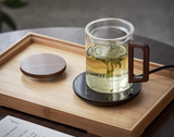 BrewLeaf 500ml Glass Tea Infuser Mug – Heat-Resistant Borosilicate Tea Cup | Wooden Handle & Lid | Reusable Tea Brewer