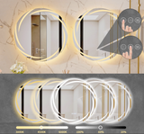 HaloVista LumiCircle LED Bathroom Mirror – Round Anti-Fog Vanity Mirror with Dimmable 3-Tone Lighting
