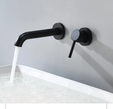 Vellora Wall Basin Mixer – Concealed Brass Bathroom Faucet | Luxury Single Lever Hot & Cold Sink Tap