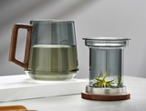 BrewLeaf 500ml Glass Tea Infuser Mug – Heat-Resistant Borosilicate Tea Cup | Wooden Handle & Lid | Reusable Tea Brewer