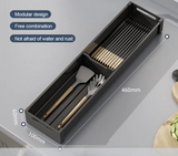 GlideStore Expandable Kitchen Drawer Organiser – Pull-Out Dish & Cutlery Storage Rack for Cabinets & Countertops