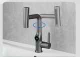 AquaLuxe SmartCascade Basin Mixer – Digital Waterfall Bathroom Faucet | Adjustable LED Temperature Sink Tap