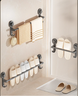 GripLine No-Drill Towel Rail – Matte Black Suction Bathroom & Kitchen Holder for Towels & Accessories