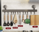 Novalith ChefSpace No-Drill Kitchen Hook Rail – Premium Space Aluminium Wall-Mounted Utensil Organiser | Rust-Resistant Hanging Storage System