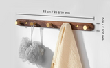 Novalith SARIHOSY Black Wooden Wall Hook Rack – 5-Hook Modern Coat & Towel Organiser | Wall-Mounted Storage for Bathroom, Kitchen & Hallway
