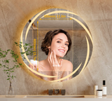 HaloVista LumiCircle LED Bathroom Mirror – Round Anti-Fog Vanity Mirror with Dimmable 3-Tone Lighting