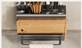 BladeNest Kitchen Organiser – Wall-Mounted Knife & Cutting Board Holder | Stainless Steel Storage Rack
