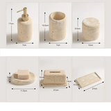 Ravellia Travertine Bathroom Accessories Set – Natural Stone Luxury Vanity Collection | Spa-Inspired Bathroom Décor