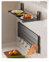 Velmora FlexiRack Foldable Kitchen Spice Rack – Wall-Mounted Self-Adhesive Storage Organiser with Hooks | Space-Saving Metal Utensil & Seasoning Holder
