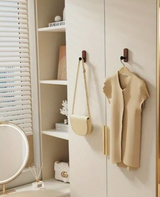 Eloria NordicWood Self-Adhesive Walnut Wall Hooks – Scandinavian Minimalist Coat & Towel Hooks (2 or 5 Piece Set) | Drill-Free Wooden Storage Solution