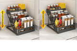 ElevaRack Foldable Spice Organiser – 3-Tier Metal Kitchen Storage Shelf | Matte Black Countertop Rack