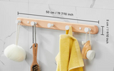 Novalith SARIHOSY Black Wooden Wall Hook Rack – 5-Hook Modern Coat & Towel Organiser | Wall-Mounted Storage for Bathroom, Kitchen & Hallway
