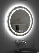 HaloÉclat Smart LED Mirror – 610 mm Round Anti-Fog Bathroom Mirror | Touch-Control Ambient Lighting