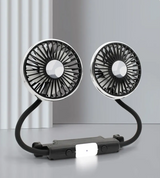 RoadBreeze Duo Twin-Head Car Fan – 3-Speed Adjustable Air Circulator | USB-C Powered | Integrated LED Lighting