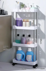GlideNest Slim Rolling Storage Cart – Ultra-Narrow 4-Tier Organiser for Bathroom, Kitchen & Utility Spaces