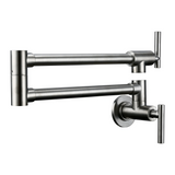 PivotPro Wall-Mount Pot Filler Faucet – Folding Brass Kitchen Faucet | Extendable Swing Arm | Brushed Chrome Cold Water Kitchen Tap