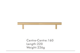 Aurevon Extended Brass T-Bar Handle – Luxury Long Cabinet Pull | Modern Furniture & Appliance Hardware
