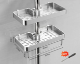 AeroMount Shower Storage Shelf – Drill-Free Aluminium Bathroom Organiser | Double Layer Caddy with Towel Rail